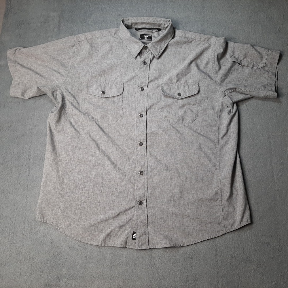 Vertx Shirt Mens 2XL XXL Gray Tactical Button Down Pocket Short Sleeve Military